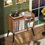 Record Player Table, Mid-Century Record Player Stand with Vinyl Storage Hold Up to 150+ Albums, Vinyl Record Cabinet with Adjustable Shelves, Wood Turntable Stand for Music Living Room, Oak Image 3