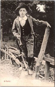 A Paddy Irish Boy Portrait Vintage Postcard Hely's Dublin Blackthorn Stick DB