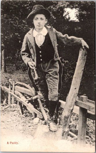 A Paddy Irish Boy Portrait Vintage Postcard Hely's Dublin Blackthorn Stick DB