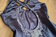 vintage karen millen embellished satin midi dress occasion wedding party Size UK14