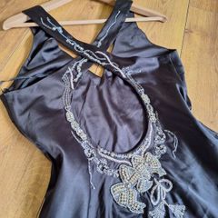 vintage karen millen embellished satin midi dress occasion wedding party Size UK14