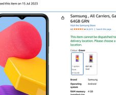 Used Samsung Galaxy M13 4G 64GB GRN , SIM-Free, green, in Good Condition.