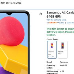 Used Samsung Galaxy M13 4G 64GB GRN , SIM-Free, green, in Good Condition.