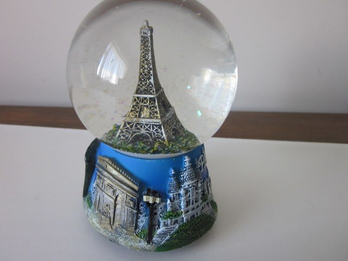 Vintage Musicial Snow Globe Eiffel Tower with Music  Love Story