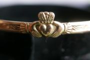 Vintage 9Ct Gold Plated Irish Claddagh adjustable Bangle Bracelet