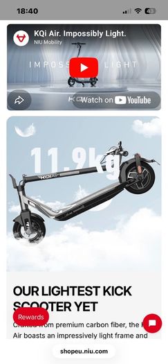 NEW e-scooter LIGHTWEIGHT 12kg!!! NIU KQiAir 25km/h FOLDABLE 50km range FAST CHARGING wide deck, handlebars and tires