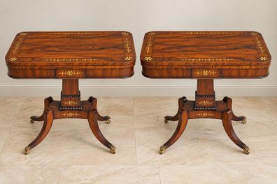 Pair of Antique  Rosewood inlaid Card tables