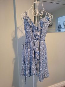 blue wrap dress