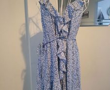 blue wrap dress