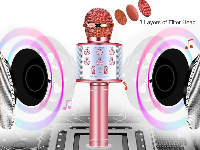 Wireless Karaoke Microphone,Bluetooth Dancing LED Lights Handheld Portable Speaker Karaoke Machine,Compatible with Android & iOS Devices,Home KTV Outdoor Party