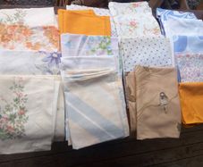 17 vintage pillow cases, D18 post 8e, theatre tv film props