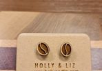 Holly and Liz - Coffee Bean Stud Earrings Made from Maple Wood