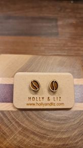 Holly and Liz - Coffee Bean Stud Earrings Made from Maple Wood