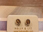 Holly and Liz - Coffee Bean Stud Earrings Made from Maple Wood