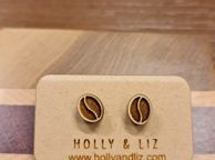 main image for ad Holly and Liz - Coffee Bean Stud Earrings Made from Maple Wood