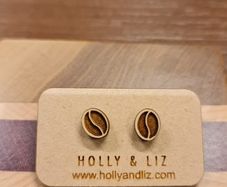 Holly and Liz - Coffee Bean Stud Earrings Made from Maple Wood