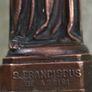 Copper Sacred art statue of Saint Francis of Assisi on marble plinth. Image 8