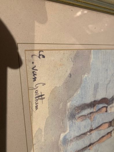 Prints E.Van Goethem (1857-1924) -Watercolour, Sun Hats