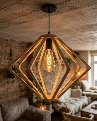 Handmade Wooden Pendant Light