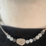 Talbots Beaded Necklace Grey White Silver Tone Adjustable Image 3