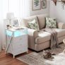 Bedside Table Set of 2 with Charging Station, Side Table with Led Lights Image 9