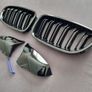 BMW F10 F11 Lci Black Kidney Grilles & Mirror Covers Set Brand New Image 2