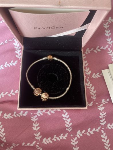 pandora charm bracelet with 2 charms included