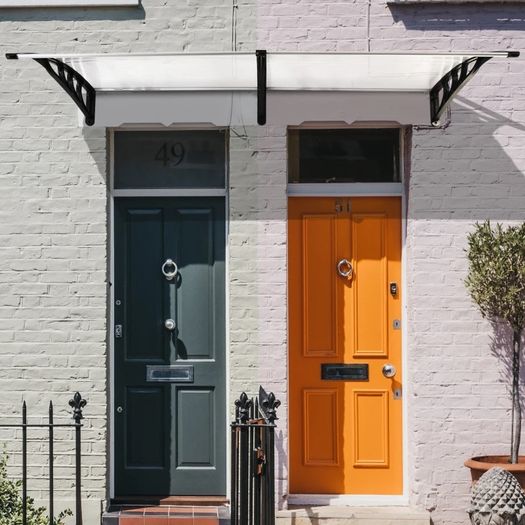 SPRING DEAL | 0.8 x 2m Window Awning, Modern Door Canopy, Curved Polycarbonate Cover Front Door Outdoor Patio w/Bracket