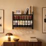 3-Tier Wall Mounted Wine Rack with Glass Holder, Industrial Metal Wine Bottle Storage Image 5