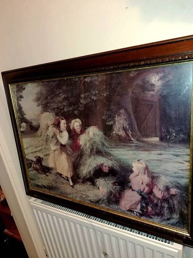 Large vintage picture in wooden frame