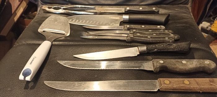 Box of Kitchen Knifes.Utensils in