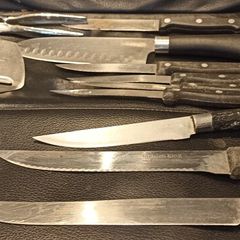 Box of Kitchen Knifes.Utensils in