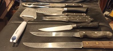 Box of Kitchen Knifes.Utensils in