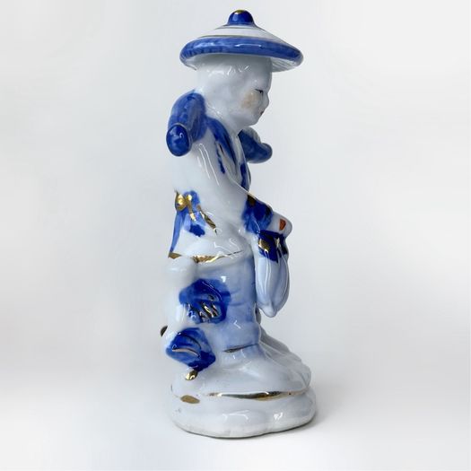 Small Asian Fisherman Figurine