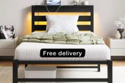 3ft Single Bed Frame with Charging Station and LED Lights
