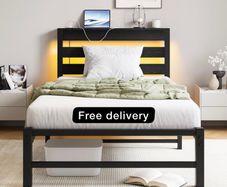 3ft Single Bed Frame with Charging Station and LED Lights