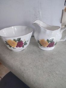Jug & Sugar Bowl - Vintage Royal Stuart Fine Bone China
