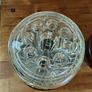 Vintage Glass vase and frog lid, on black ceramic base Image 6