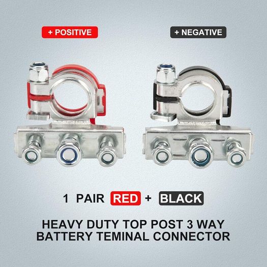 2V 3-way Leisure Battery Terminals Connectors Clamps Car Van Caravan Motorhome