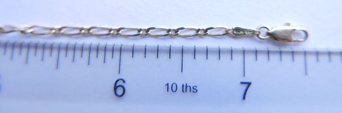 Vintage Solid 9Ct Yellow Gold 375 Figaro link Bangle Bracelet,  length 7.5" - 1,8g