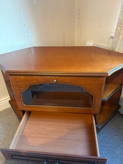 Wooden TV Unit with shelf and drawer