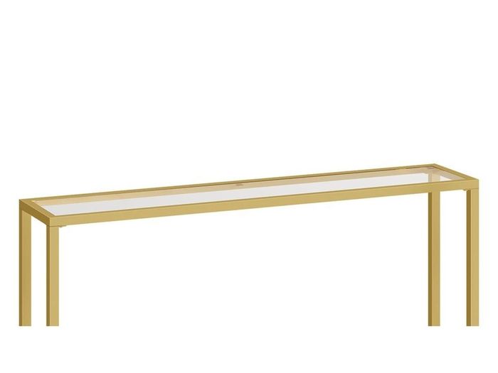 Gold Console Table for Hallway Slim, 100 cm Tempered Glass Sofa Table, Slim Hallway Table, Glass Console Table, Modern Display Table for Living Room, Entryway, Metal Frame
