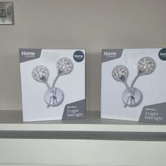2 Brand New Chrome Gem Ball Wall Lights from Woodies