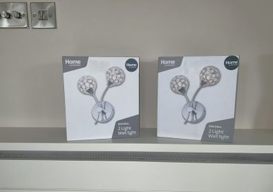 2 Brand New Chrome Gem Ball Wall Lights from Woodies