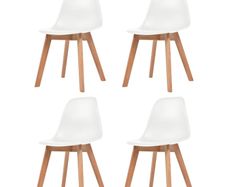 Dining Chairs 4 pcs White Plastic