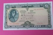 Irish 1976 Lady Lavery One pound banknote in uncirculated condition