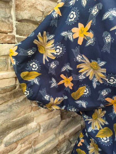 Handmade Navy Floral Summer Dress Medium Postage included