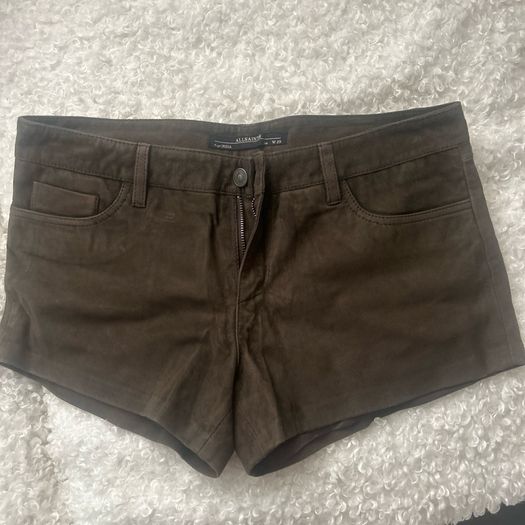 Allsaints Brown 100% Leather Darwin Shorts W 29"