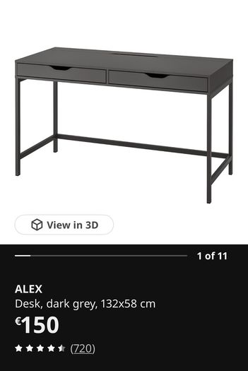 IKEA Alex Desk - Dark Grey