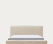 Cream Upholstered Bed Frame with Mattres